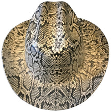 Load image into Gallery viewer, Custom Hydro Dipped Western Outlaw Hard Hat Tan Snakeskin Cowboy Hat
