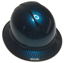 Load image into Gallery viewer, Custom Hydro Dipped Carbon Fiber Kandy Light Blue Translucent Hard Hat Ridgeline Full Brim With Black EdgeGard
