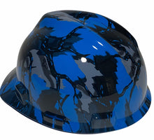 Load image into Gallery viewer, Hard Hat MSA V-Gard Cap Style Custom Blue Predator Camo Hydro Dipped
