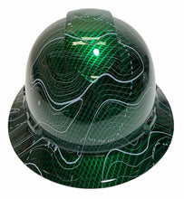 Load image into Gallery viewer, Custom Hard Hat Vented Green Kandy Carbon Fiber Black Ops Hydro Dipped Full Brim Ridgeline
