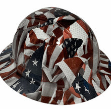Load image into Gallery viewer, Custom Hydro Dipped Hard Hat White Carbon Fiber Flags Full Brim Ridgeline

