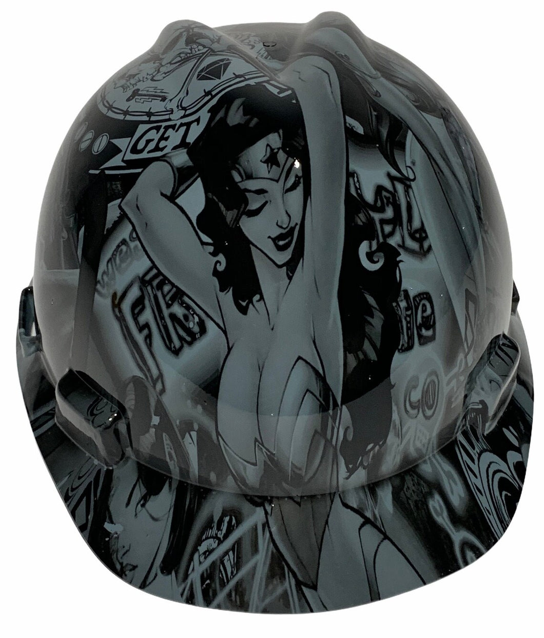 Hard Hat MSA V-Gard Cap Style Custom Gray Fantasy Chic Hydro Dipped