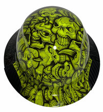 Load image into Gallery viewer, Custom Hydro Dipped Black and Green Insanity Skulls Lift DAX Fifty 50 HDF50C-19HC Carbon Fiber Full Brim Hard Hat
