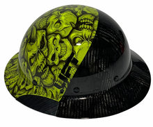 Load image into Gallery viewer, Custom Hydro Dipped Black and Green Insanity Skulls Lift DAX Fifty 50 HDF50C-19HC Carbon Fiber Full Brim Hard Hat
