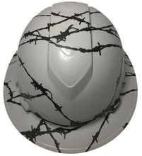 Load image into Gallery viewer, Custom Hard Hat Ridgeline Full Brim Light Gray Barbed Wire
