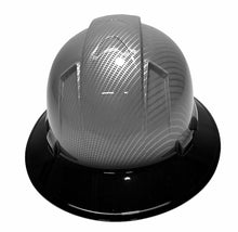Load image into Gallery viewer, Custom Hard Hat Silver Carbon Fiber Hydro Dipped With Black Rim Full Brim Ridgeline
