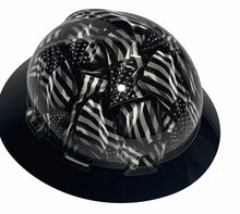 Load image into Gallery viewer, Custom Hard Hat Hydro Dipped Negative Flags with Black Brim MSA V-Gard Full Brim
