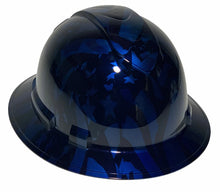 Load image into Gallery viewer, Hydro Dipped Hard Hat Ridgeline Full Brim Custom Blue Translucent American Flags
