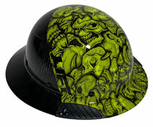 Load image into Gallery viewer, Custom Hydro Dipped Black and Green Insanity Skulls Lift DAX Fifty 50 HDF50C-19HC Carbon Fiber Full Brim Hard Hat
