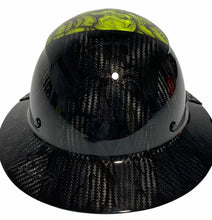 Load image into Gallery viewer, Custom Hydro Dipped Black and Green Insanity Skulls Lift DAX Fifty 50 HDF50C-19HC Carbon Fiber Full Brim Hard Hat
