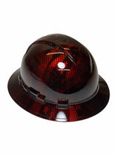 Load image into Gallery viewer, Custom Hydro Dipped Kandy Red Carbon Fiber American Flags Ridgeline Full Brim Vented Hard Hat
