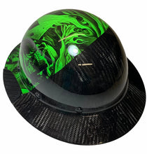 Load image into Gallery viewer, Custom Hydro Dipped Black and Green Ace of Skulls Lift DAX Fifty 50 Carbon Fiber HDF50C-19OC Full Brim Hard Hat
