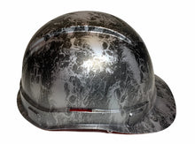 Load image into Gallery viewer, Hard Hat Ridgeline Cap Style Custom Silver Metallic Small Flaming Skulls

