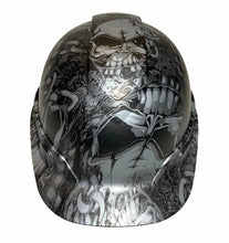 Load image into Gallery viewer, Hard Hat Ridgeline Cap Style Custom Silver Metallic Gnarly Chains and Skulls
