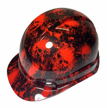 Load image into Gallery viewer, Hard Hat Ridgeline Cap Style Custom Red Small Flaming Skulls
