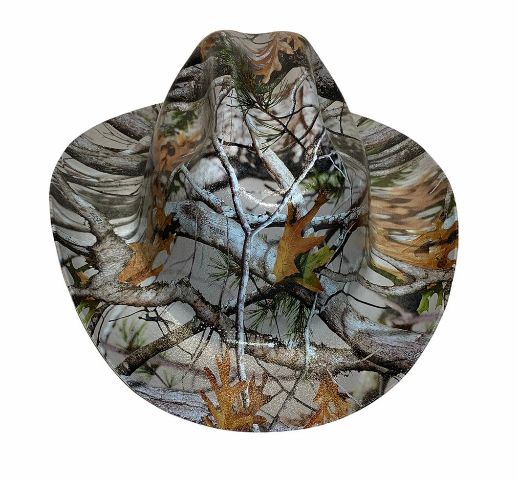 Custom Western Outlaw Hard Hat White Vista Camo