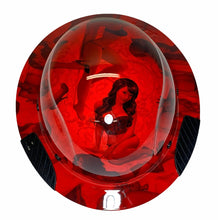 Load image into Gallery viewer, Custom Hydro Dip Red Pin Up Girls Lift Fiber Resin Full Brim Hard Hat
