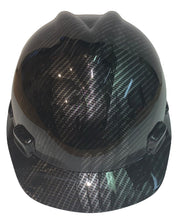 Load image into Gallery viewer, Custom Hard Hat Carbon Fiber American Flags Hydro Dipped MSA VGard Cap Style
