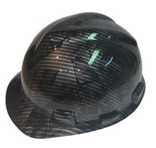 Load image into Gallery viewer, Custom Hard Hat Carbon Fiber American Flags Hydro Dipped MSA VGard Cap Style
