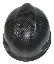 Load image into Gallery viewer, Custom Hard Hat Carbon Fiber American Flags Hydro Dipped MSA VGard Cap Style
