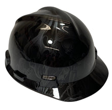Load image into Gallery viewer, Custom Hard Hat Metallic Graphite Ace of Skulls MSA VGard Cap Style
