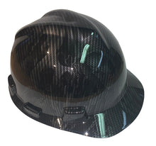 Load image into Gallery viewer, Custom Hard Hat Carbon Fiber American Flags Hydro Dipped MSA VGard Cap Style
