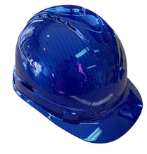 Load image into Gallery viewer, Custom Hard Hat Ridgeline Cap Style Blue True Weave Carbon Fiber
