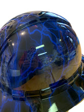 Load image into Gallery viewer, Hydro Dipped Hard Hat Ridgeline Full Brim Custom Blue Lightning Vented
