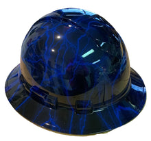 Load image into Gallery viewer, Hydro Dipped Hard Hat Ridgeline Full Brim Custom Blue Lightning Vented
