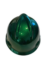 Load image into Gallery viewer, Hard Hat MSA V-Gard Cap Style Custom Hydro Dipped Kandy Green Carbon Fiber
