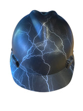 Load image into Gallery viewer, Hard Hat MSA V-Gard Cap Style Custom Hydro Dipped Silver Lightning
