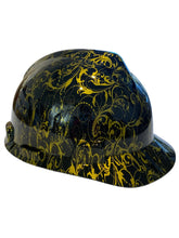 Load image into Gallery viewer, Hard Hat MSA V-Gard Cap Style Custom Hydro Dipped Kandy Gold Lilies
