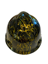 Load image into Gallery viewer, Hard Hat MSA V-Gard Cap Style Custom Hydro Dipped Kandy Gold Lilies
