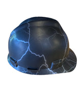 Load image into Gallery viewer, Hard Hat MSA V-Gard Cap Style Custom Hydro Dipped Silver Lightning
