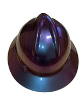 Load image into Gallery viewer, Custom Blue Purple Chameleon Hard Hat MSA V-Gard Full Brim
