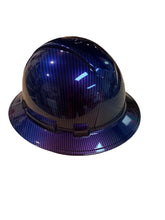 Load image into Gallery viewer, Custom Hard Hat Ridgeline Full Brim Purple Blue 2 Toned Translucent Carbon Fiber Hydro Dipped
