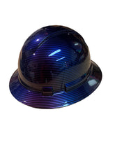 Load image into Gallery viewer, Custom Hard Hat Ridgeline Full Brim Purple Blue 2 Toned Translucent Carbon Fiber Hydro Dipped
