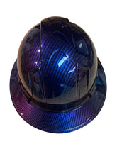 Load image into Gallery viewer, Custom Hard Hat Ridgeline Full Brim Purple Blue 2 Toned Translucent Carbon Fiber Hydro Dipped
