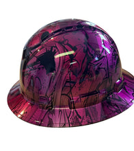 Load image into Gallery viewer, Custom Hard Hat Vented 2 Toned Kandy Cherry/Purple Graffiti Hydro Dipped Full Brim Ridgeline
