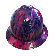 Load image into Gallery viewer, Custom Hard Hat Vented 2 Toned Kandy Cherry/Purple Graffiti Hydro Dipped Full Brim Ridgeline
