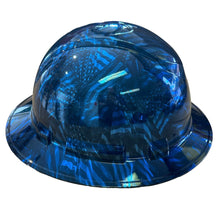 Load image into Gallery viewer, Custom Ridgeline Full Brim Hard Hat Chrome Kandy Blue Negative Flags
