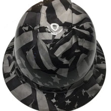Load image into Gallery viewer, Custom Hard Hat Light Gray Midnight American Flags Full Brim Ridgeline
