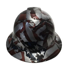 Load image into Gallery viewer, Custom Hard Hat Metallic Silver American Flags Full Brim Ridgeline
