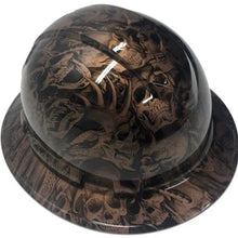 Load image into Gallery viewer, Custom Hard Hat Ridgeline Full Brim Copper Metallic Demented Skulls

