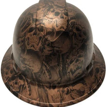 Load image into Gallery viewer, Custom Hard Hat Ridgeline Full Brim Copper Metallic Demented Skulls
