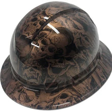 Load image into Gallery viewer, Custom Hard Hat Ridgeline Full Brim Copper Metallic Demented Skulls
