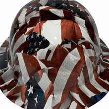 Load image into Gallery viewer, Custom Hydro Dipped Hard Hat White Carbon Fiber Flags Full Brim Ridgeline
