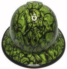 Load image into Gallery viewer, Custom Hard Hat Sublime Green Insanity Skulls Ridgeline Full Brim With Black EdgeGard
