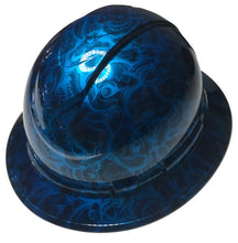 Load image into Gallery viewer, Custom Hydro Dipped Hard Hat Kandy Blue Negative Insanity Skulls Full Brim Ridgeline
