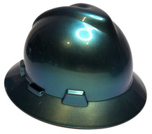 Load image into Gallery viewer, Custom Painted Hard Hat Blue Green Chameleon MSA Full Brim

